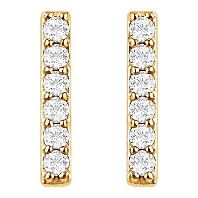 1/10 CTW Diamond Vertical Bar Earrings - 14K Yellow Gold