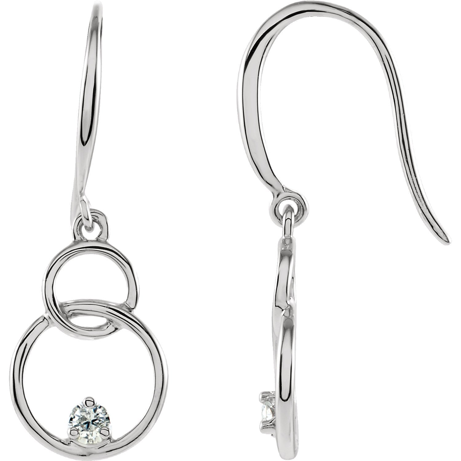 0.04 CTW Diamond Double Interlocking Circle Earrings - 14k Gold (Y, W, or R)