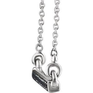 1/6 CTW Black Diamond Bar Necklace 16-18" - 14k White Gold