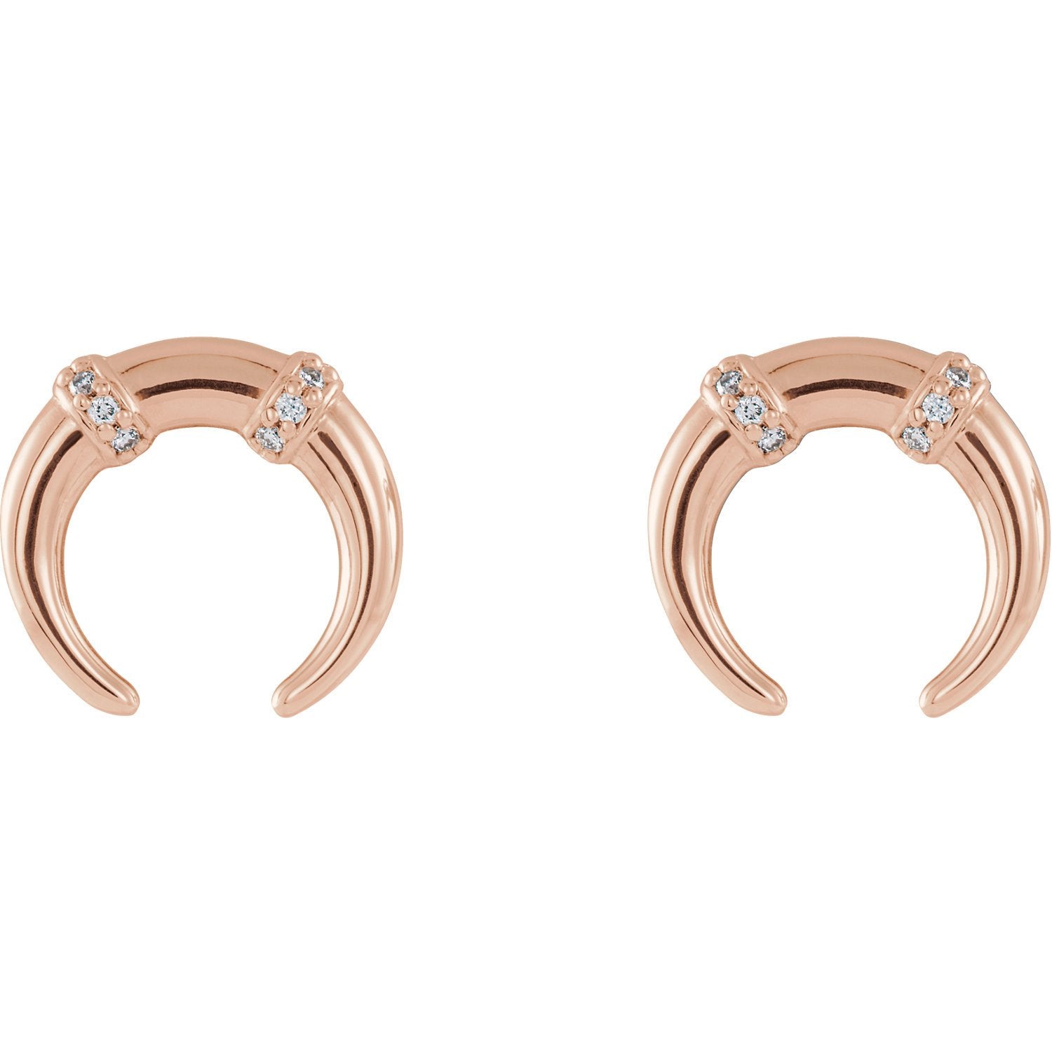 14K Rose Gold 0.02 CTW Diamond Crescent Earrings