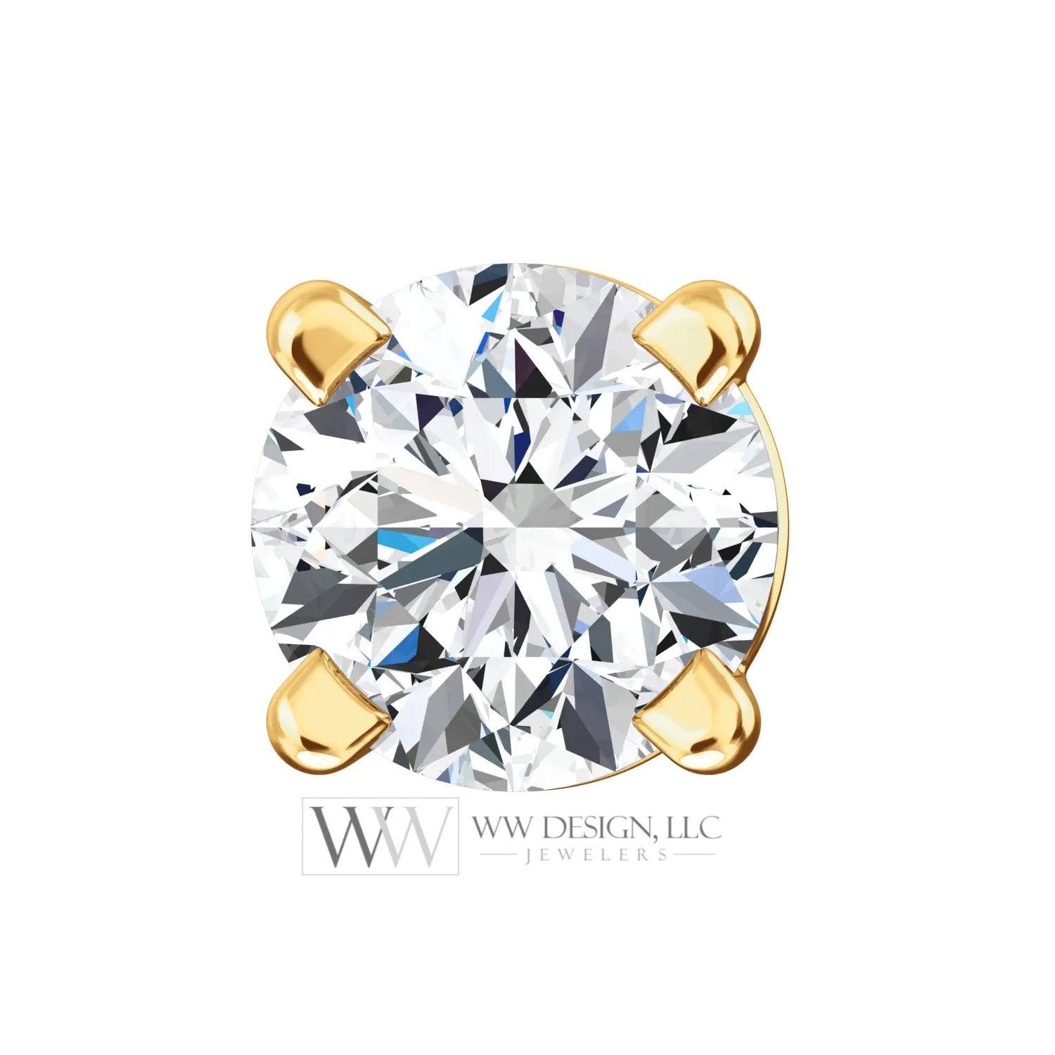 Genuine F+ VS DIAMOND Earring Studs 3.4mm 0.3 ctw Post w 14k Solid Gold, Silver, Platinum Lobe Cartilage WWDesignJewelers.com