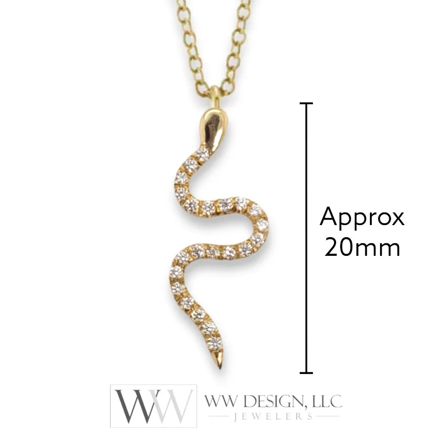 Diamond Snake Necklace - 18k 14k Gold (Y, W, R)