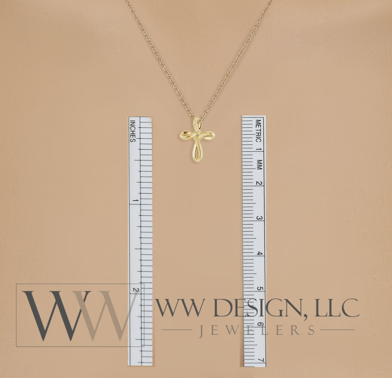 Minimalist CROSS Necklace - 14k SOLID Gold (Yellow, White, Rose), Platinum or Sterling Silver 13mmx10.5mm WWDesignJewelers.com
