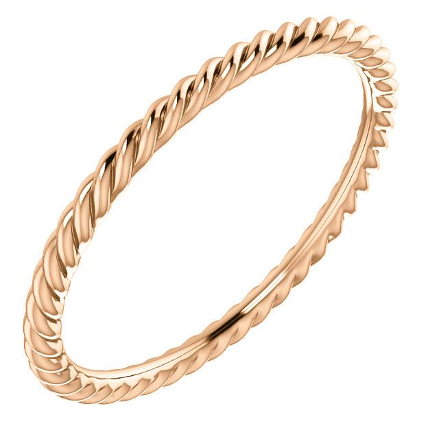 Skinny Rope Band Stackable Ring - 14k, 10k, 18k Gold (Y, W or R), Platinum, Sterling Silver