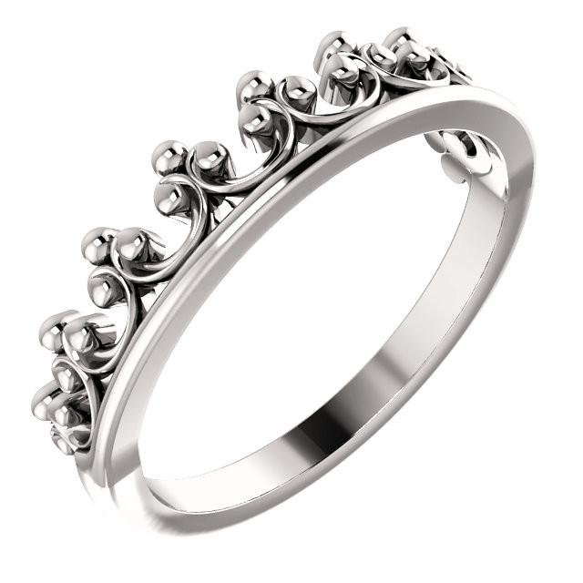 Stackable Crown Ring - Sterling Silver, 14k Gold (Y, W or R), Platinum