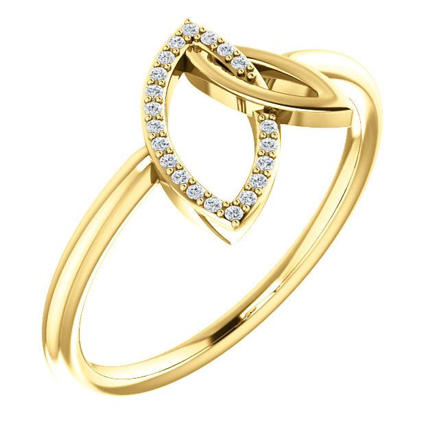 0.05 CTW Diamond Double Leaf Ring - Sterling Silver, 14k Gold (Y, W or R), Platinum