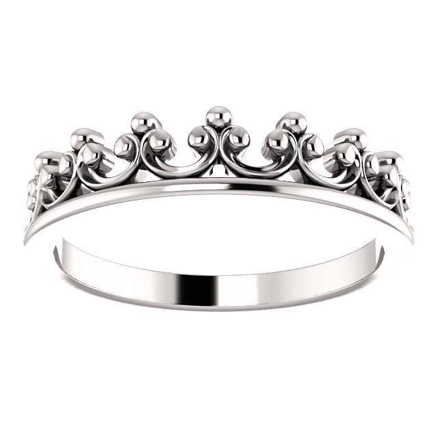 Stackable Crown Ring - Sterling Silver, 14k Gold (Y, W or R), Platinum