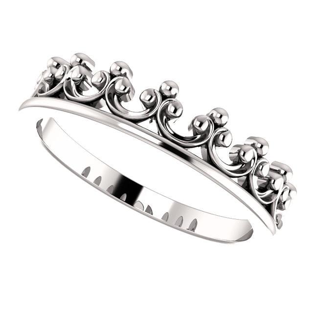 Stackable Crown Ring - Sterling Silver, 14k Gold (Y, W or R), Platinum