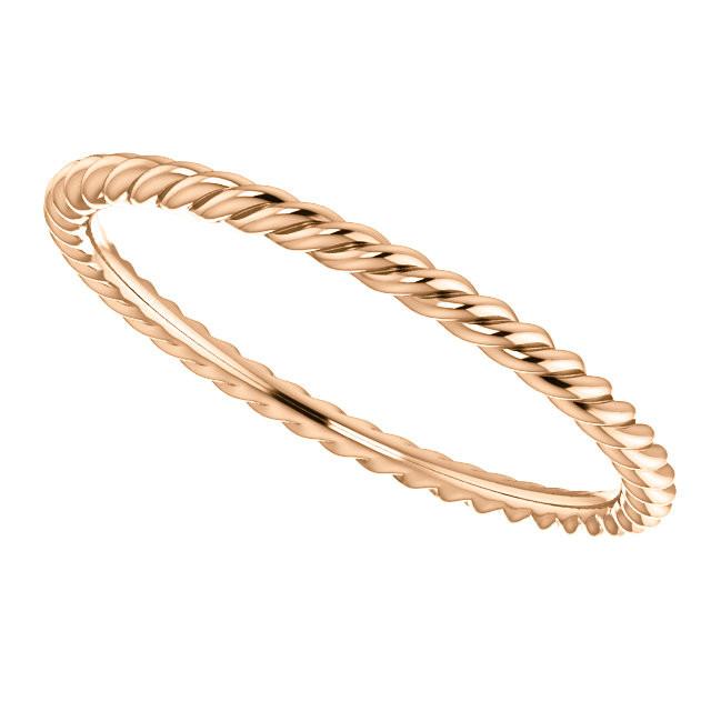Skinny Rope Band Stackable Ring - 14k, 10k, 18k Gold (Y, W or R), Platinum, Sterling Silver