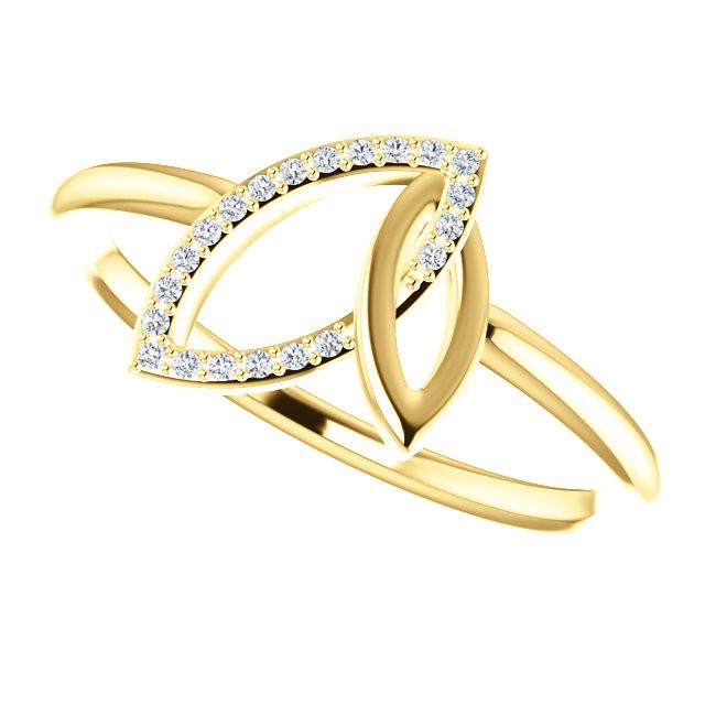 0.05 CTW Diamond Double Leaf Ring - Sterling Silver, 14k Gold (Y, W or R), Platinum