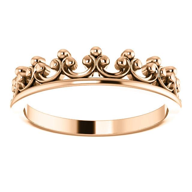 Stackable Crown Ring - Sterling Silver, 14k Gold (Y, W or R), Platinum