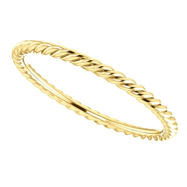 Skinny Rope Band Stackable Ring - 14k, 10k, 18k Gold (Y, W or R), Platinum, Sterling Silver