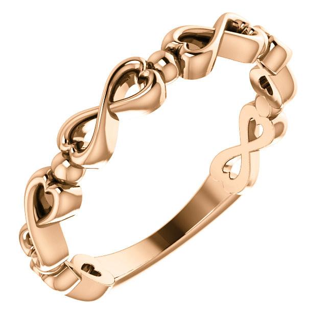 Infinity-Inspired Heart Ring - 14k Gold (Y, W or R), Platinum, Sterling Silver