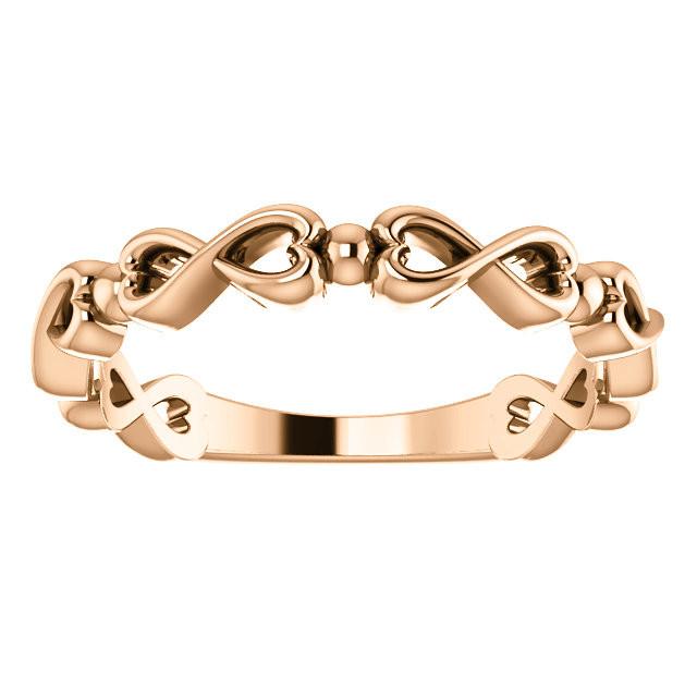 Infinity-Inspired Heart Ring - 14k Gold (Y, W or R), Platinum, Sterling Silver