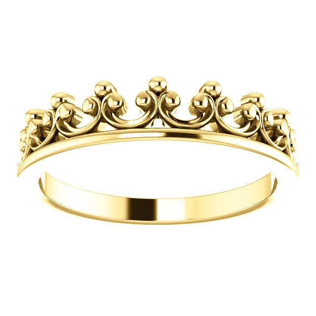 Stackable Crown Ring - Sterling Silver, 14k Gold (Y, W or R), Platinum