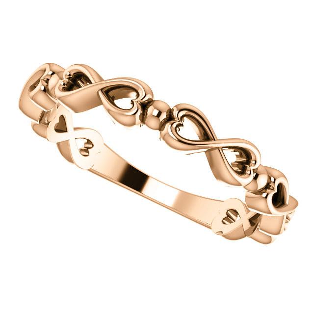 Infinity-Inspired Heart Ring - 14k Gold (Y, W or R), Platinum, Sterling Silver