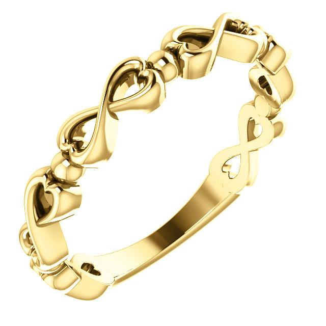 Infinity-Inspired Heart Ring - 14k Gold (Y, W or R), Platinum, Sterling Silver