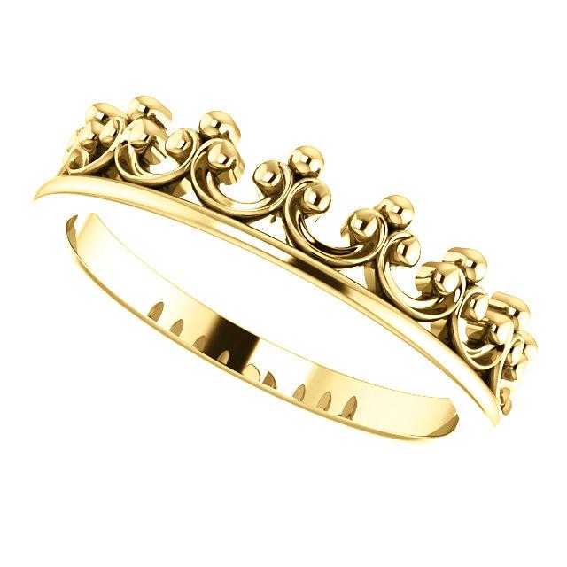 Stackable Crown Ring - Sterling Silver, 14k Gold (Y, W or R), Platinum
