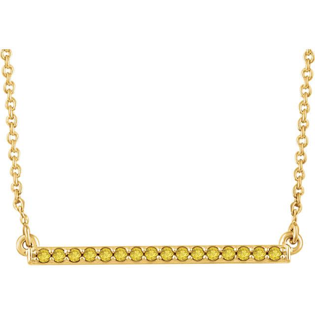 1/6 CTW Yellow Diamond Bar Necklace 16-18" - 14k Yellow Gold