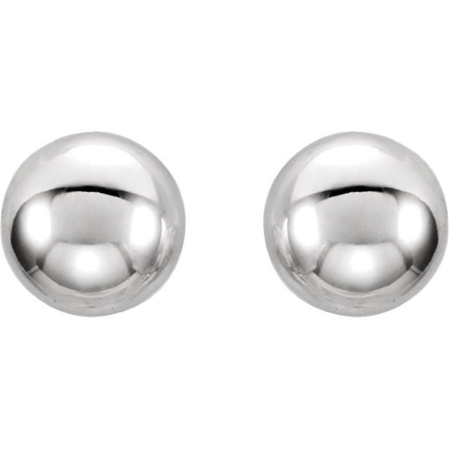 5mm Ball Earrings with Bright Finish - 14K Gold (Yellow or White)