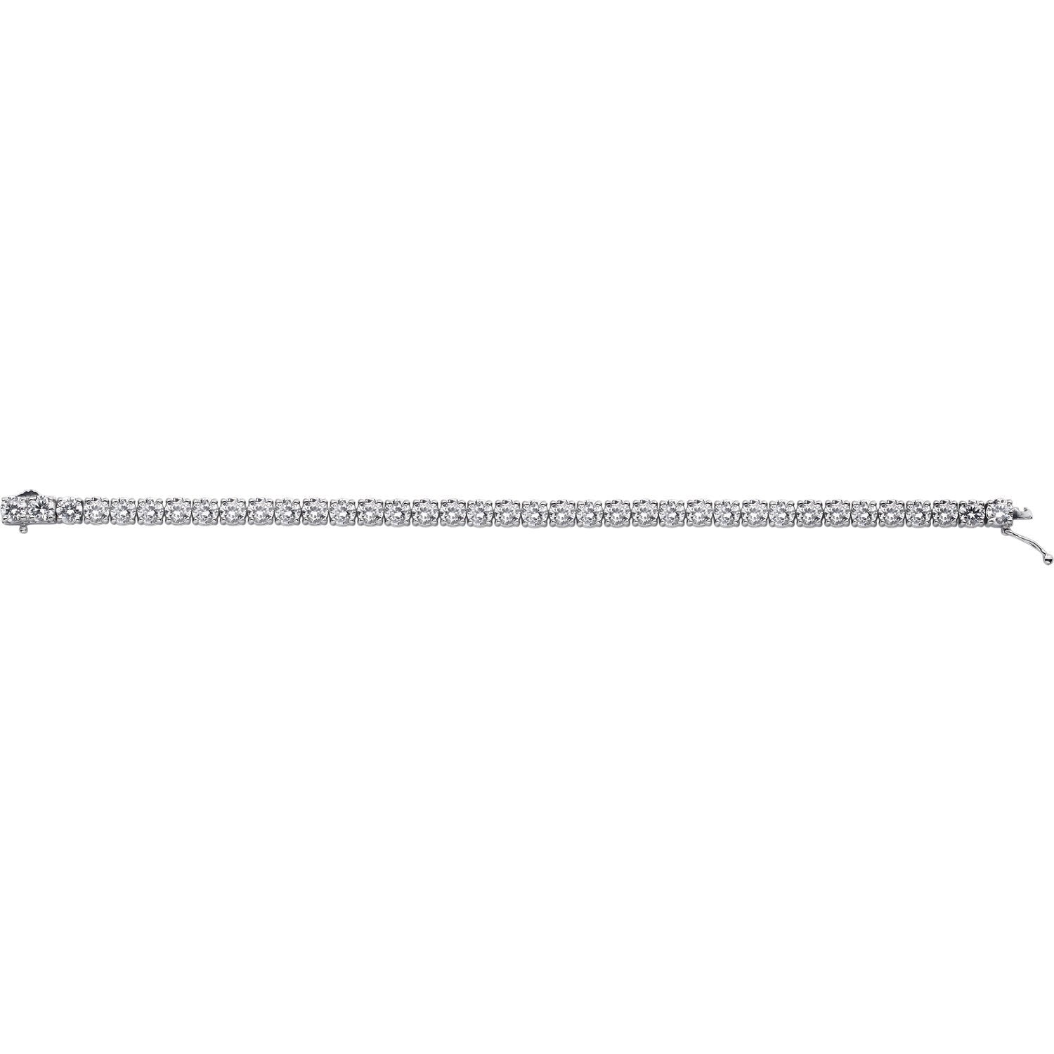 5mm Round Cubic Zirconia Line Tennis Bracelet - Sterling Silver