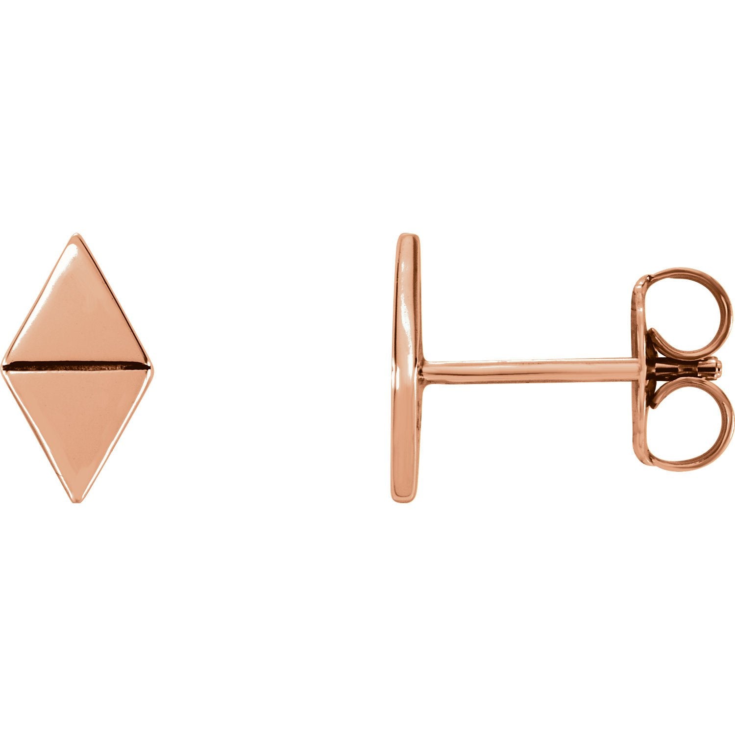 Diamond Shaped Geometric Earrings with Backs - 14K Gold (Y, W or R), Platinum, or Sterling Silver