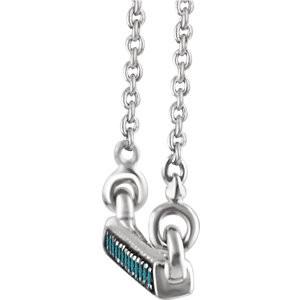 1/6 CTW Blue Diamond Bar Necklace 16-18" - 14k White Gold