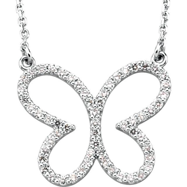 1/3 CTW Diamond Butterfly 16" Necklace - 14k Gold (Y, W, or R)
