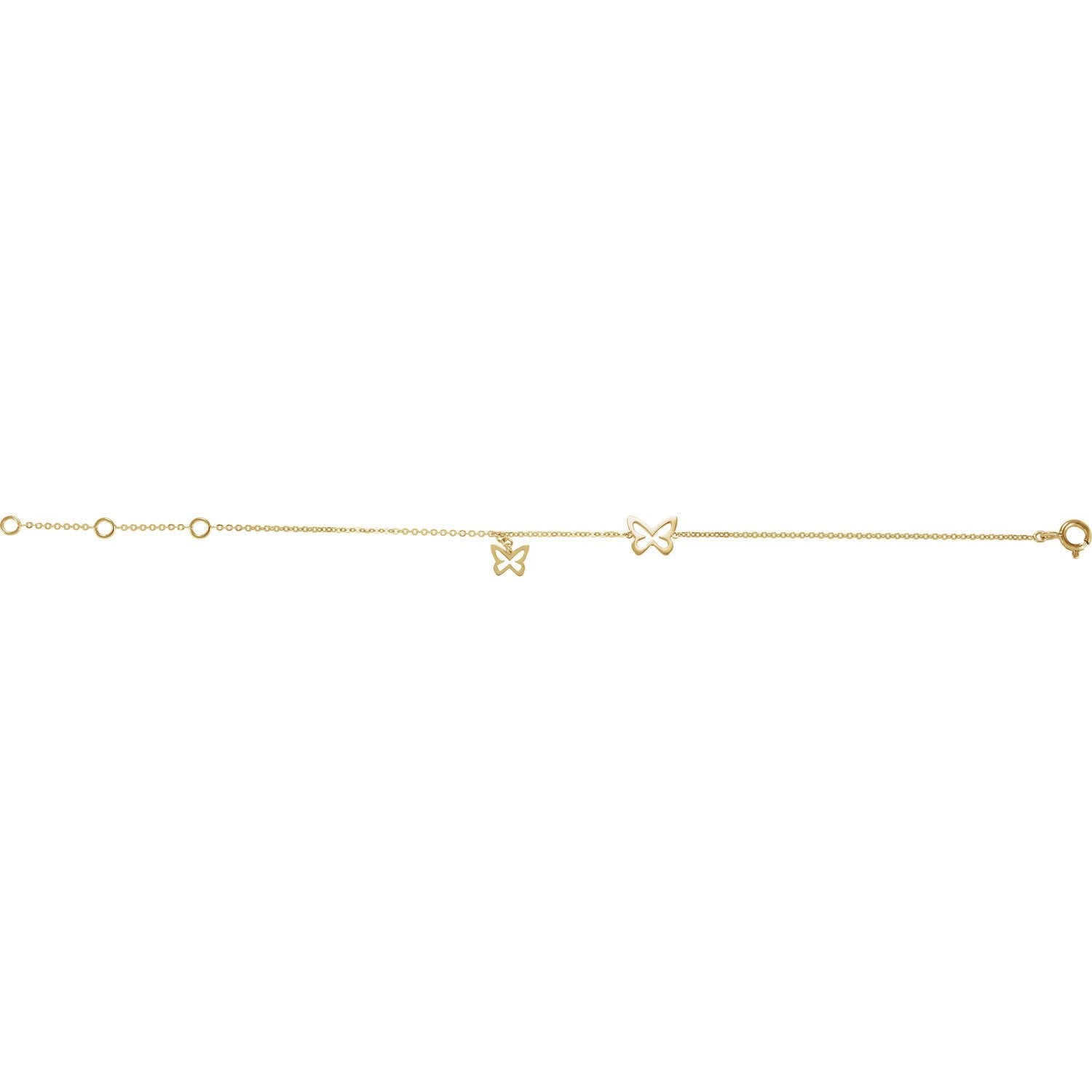 Butterfly Charm Chain Bracelet 7" - 14k Yellow Gold