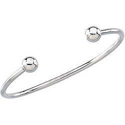 Cuff Bracelet with Ball Ends - Sterling Silver