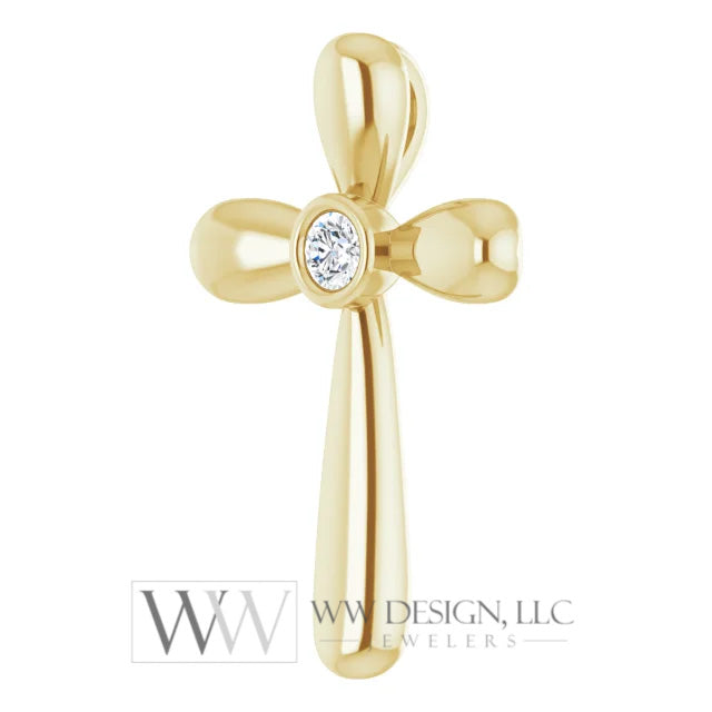 3mm Diamond Cross Necklace Genuine F+ VS 14k, 18k SOLID Gold (Y, W, R), Platinum, Sterling Silver 25mmx17mm Cross Pendant Religious Jewelry WWDesignJewelers.com