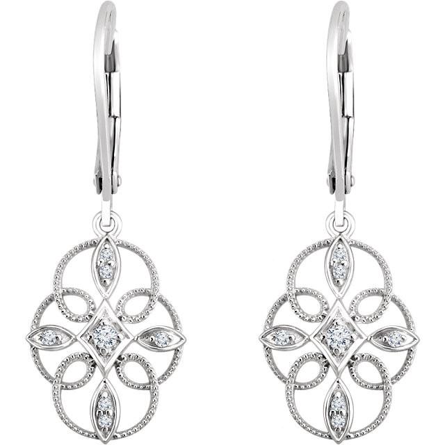 Sterling Silver 1/10 CTW Diamond Granulated Filigree Earrings