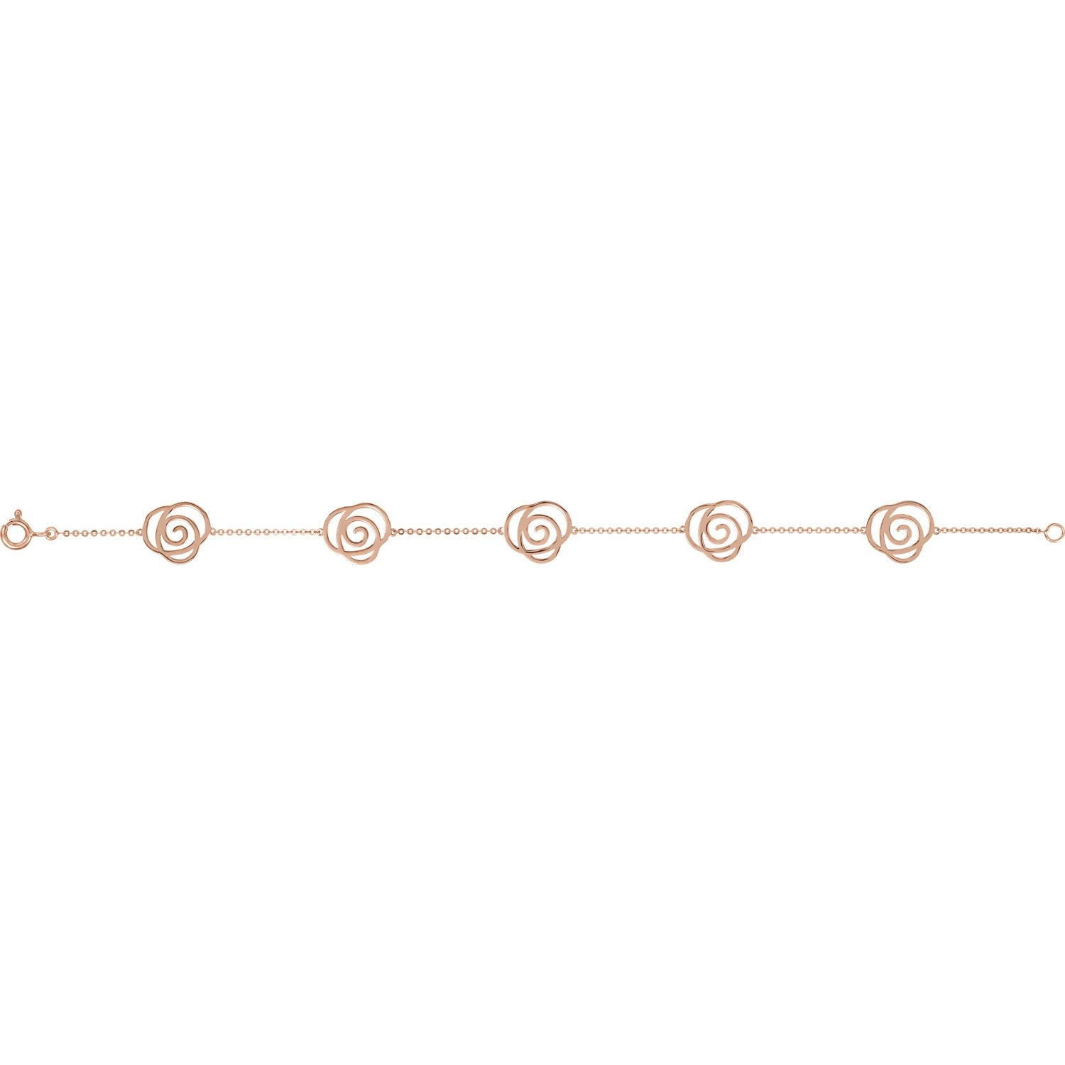 Rose Floral Chain Bracelet - 14k Rose Gold