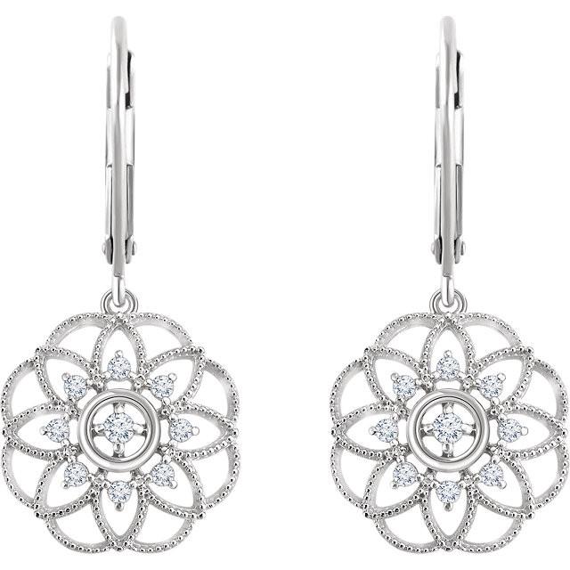 Sterling Silver 1/5 CTW Diamond Granulated Filigree Earrings