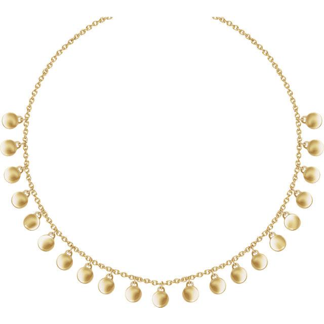 Geometric Circle Tags 16-18" Necklace - 14k Gold (Y, W or R)