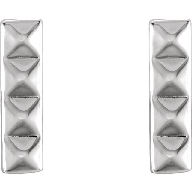 Small Pyramid Bar Earrings - 14k Gold (Y, W or R), Platinum or Sterling Silver