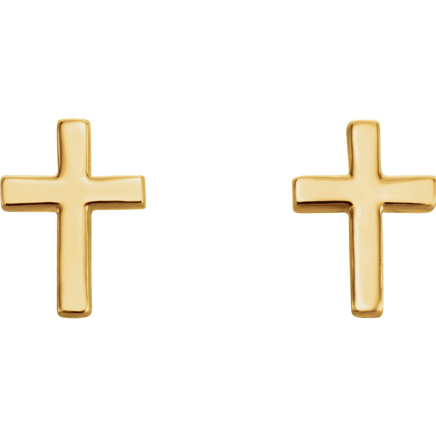 Small Cross Earrings - 14K Yellow Gold 