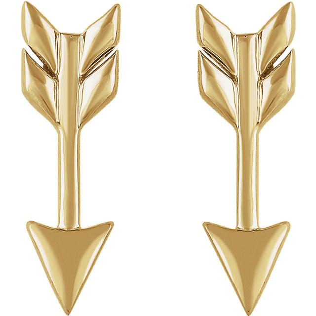 Arrow Earrings - 14K Gold (Y, W or R), or Sterling Silver