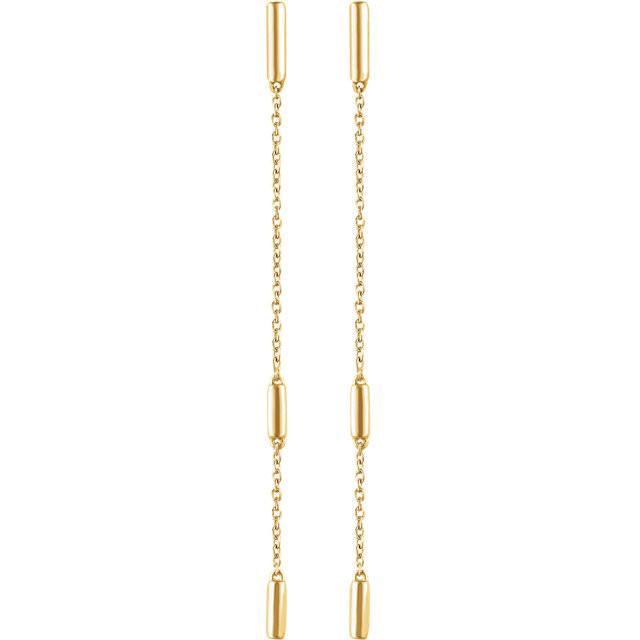 Bar Chain Drop Earrings - 14K Gold (Y, W or R)