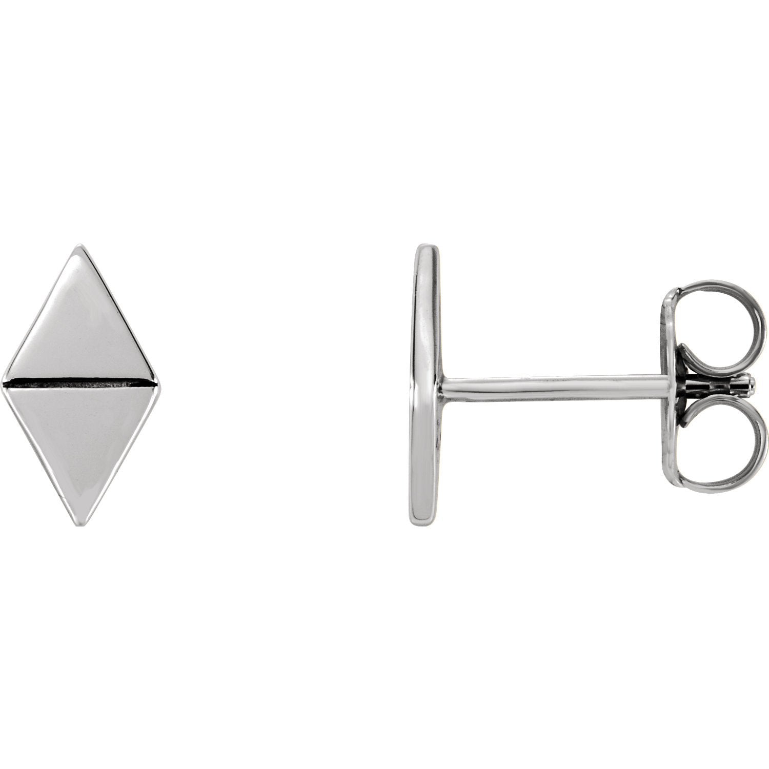 Diamond Shaped Geometric Earrings with Backs - 14K Gold (Y, W or R), Platinum, or Sterling Silver