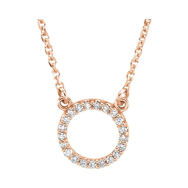 1/10 CTW Diamond Small Circle Necklace 16" - 14k Gold (Y, W or R)