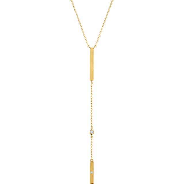 0.06 CTW Diamond Bar Y Necklace 16-18" - 14k Gold (Y or W)