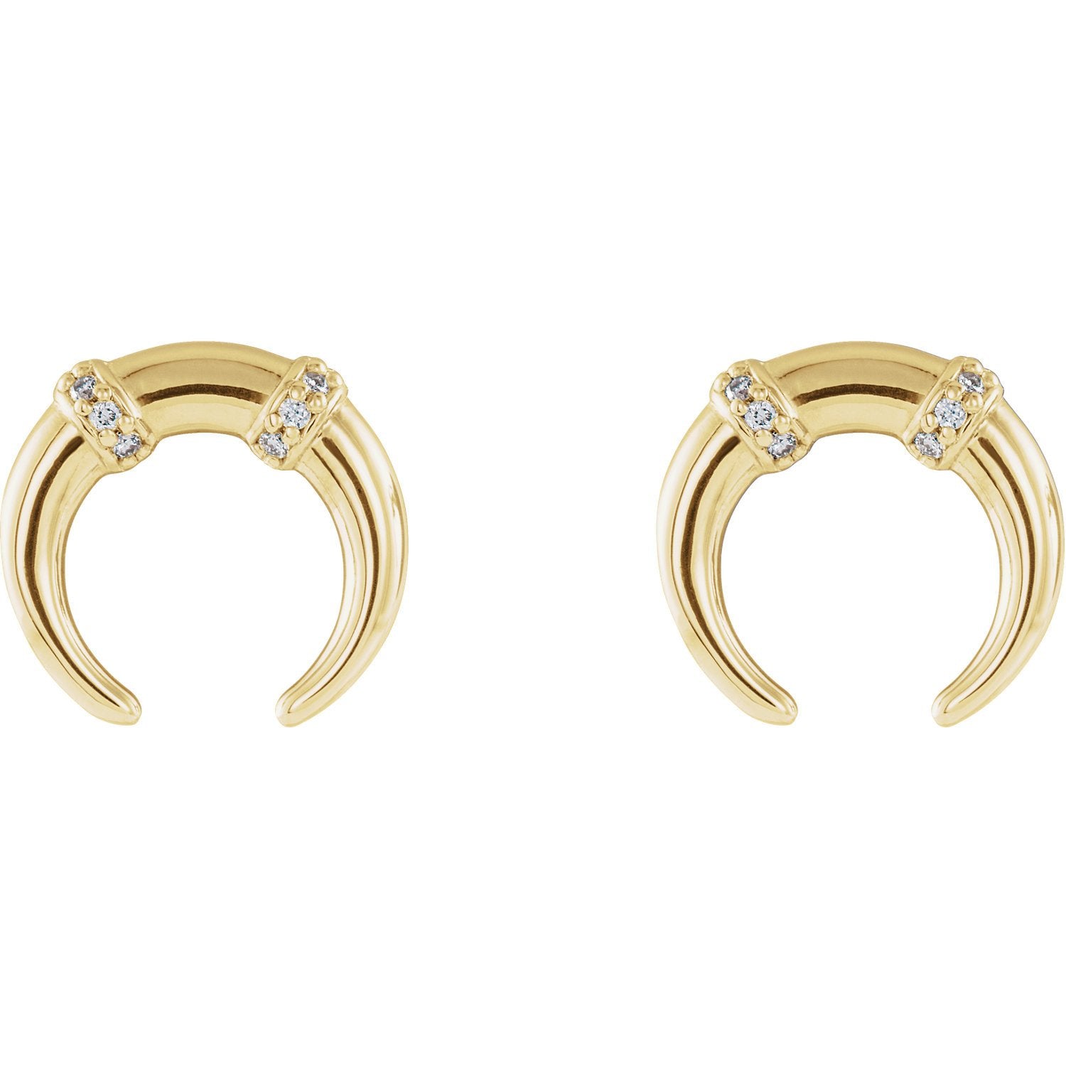 14K Yellow Gold 0.02 CTW Diamond Crescent Earrings