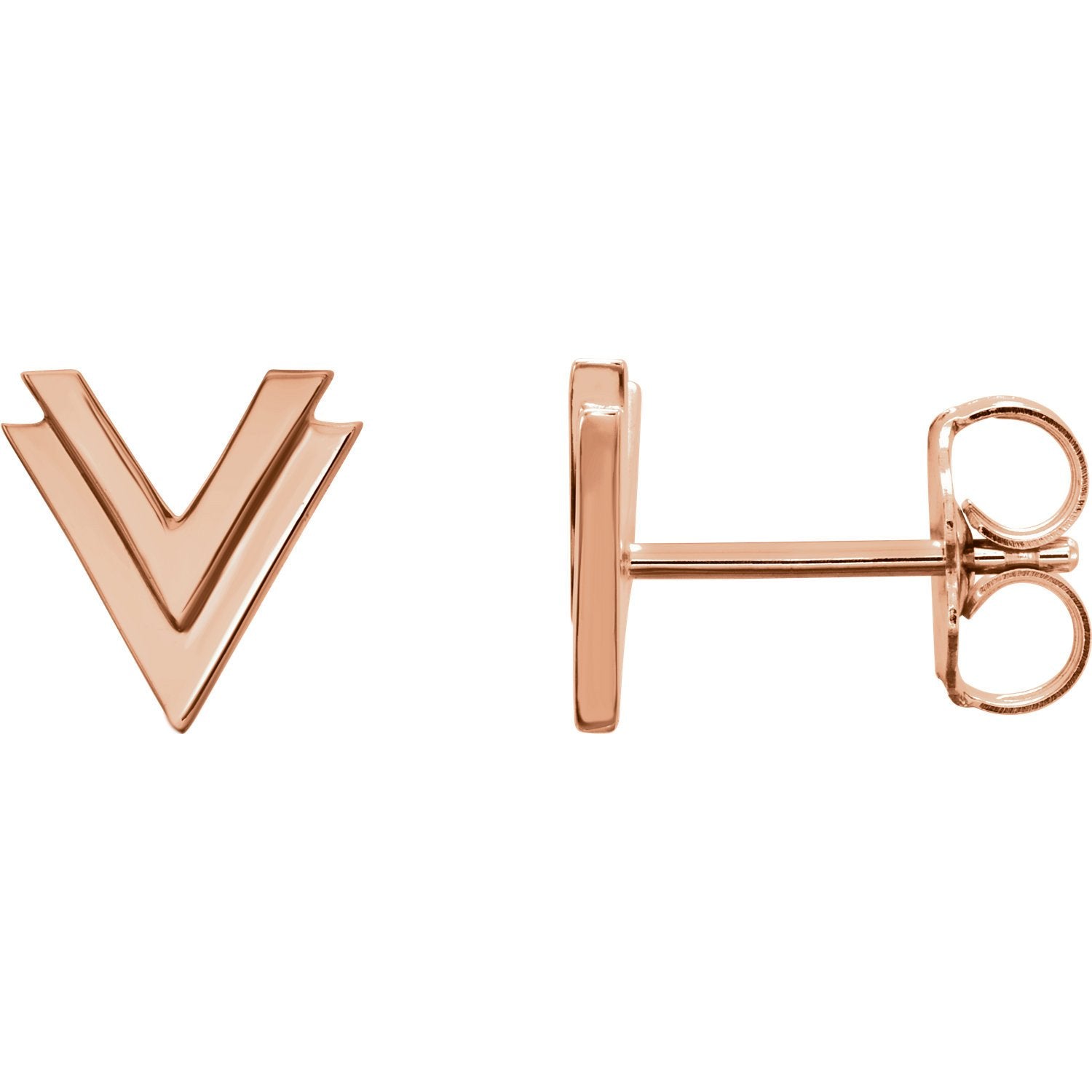 Small Double "V" Chevron Earrings - 14k Gold (Y, W or R), Platinum or Sterling Silver