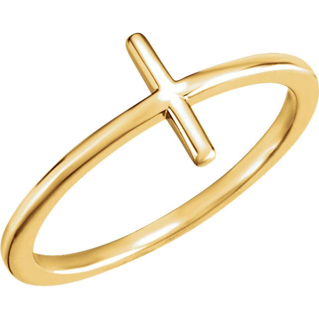 Sideways Cross Ring - Sterling Silver, 14k Gold (Y, W or R)