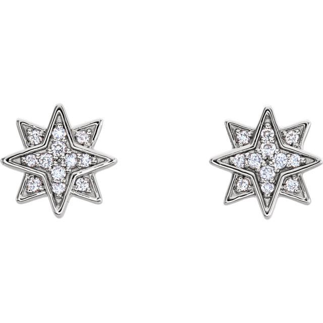 0.08 CTW Diamond Star Earrings - 14K Gold (Y, R OR W)