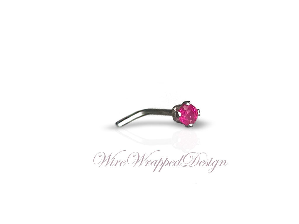 Nose Stud - Real Ruby 2mm AAA-Grade Genuine Natural Red Ruby Faceted Stone Sterling Silver, Solid Gold, Gold Fill, Helix, Tragus, Cartilage