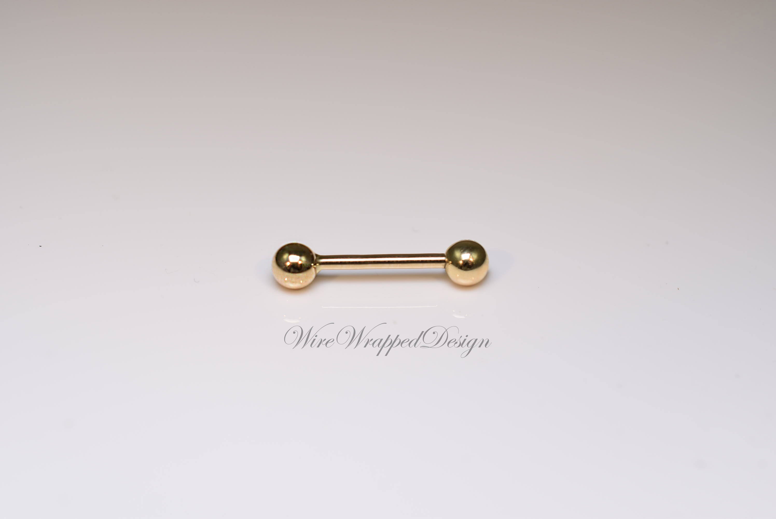 Barbell 14k Gold 16 Gauge Straight Barbell 14k Yellow or White Gold 16 gauge 16g 14k Gold Barbell Eyebrow, Septum, Nose