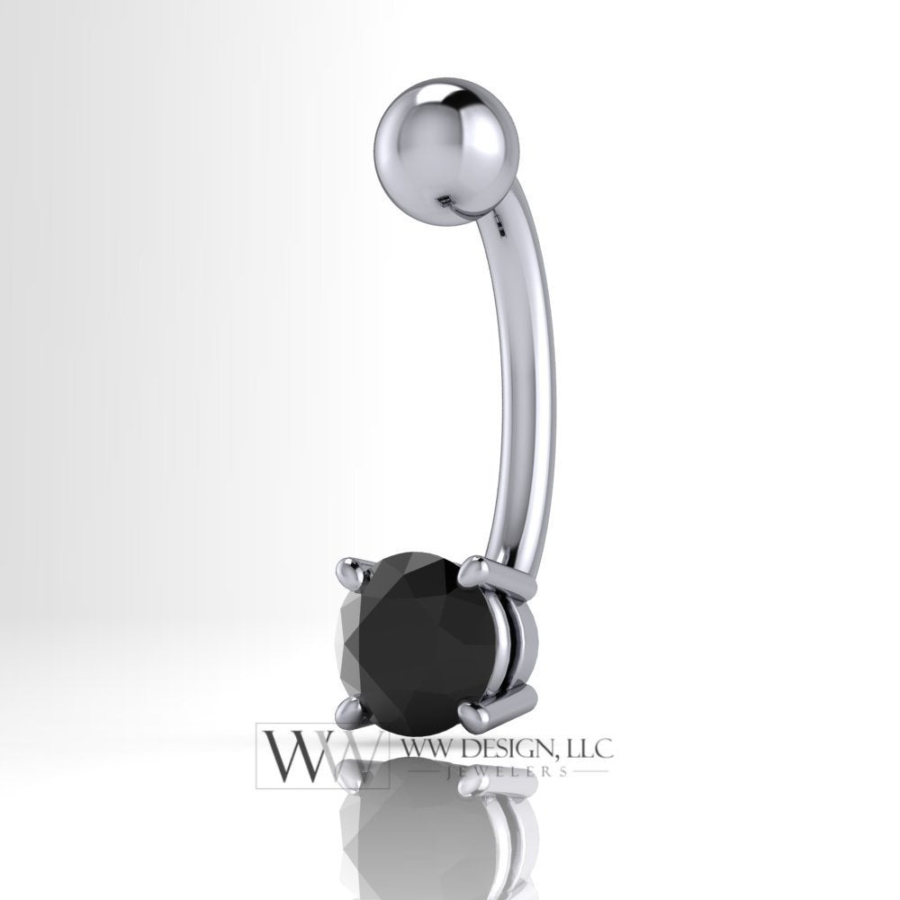 Onyx Genuine Black 5mm Belly Navel Ring Curved Barbell 14k Yellow Gold 14k White Gold 14k Rose Gold 14 ga Gift Onyx Body Jewelry Belly Ring