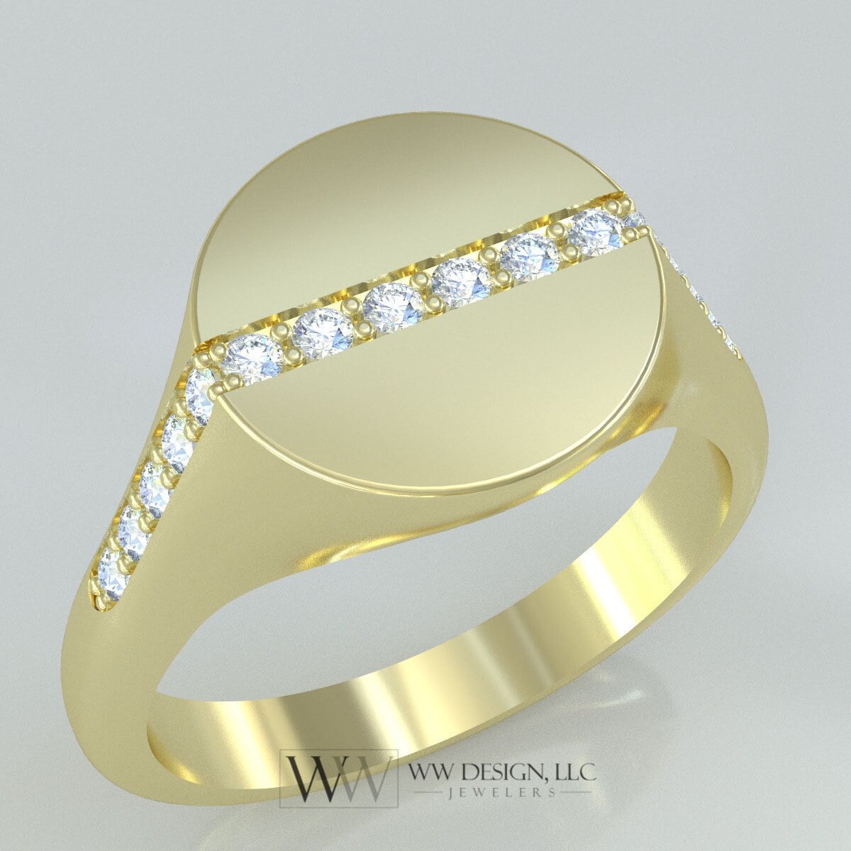 Diamond Signet Ring 0.16ctw UNTREATED VS F Genuine Diamonds - 10k, 14k, 18k, 22k Gold (Yellow, White or Rose), Palladium, Platinum, or Sterling Silver
